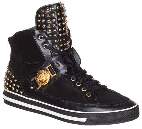 versace high top sneaker|Versace black and white sneakers.